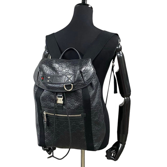 GUCCI Backpack leather black Sherry line
