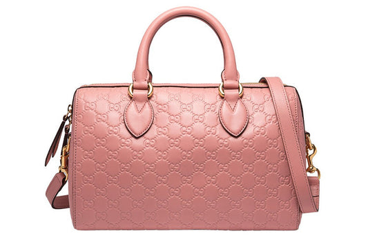 (WMNS) Gucci Logo Embossing Leather Boston handBag Pink Classic 453573-DMT1G-5812