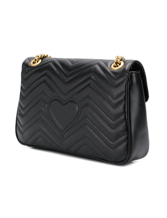 Gucci Black GG Marmont Series Medium Quilted Shoulder Bag