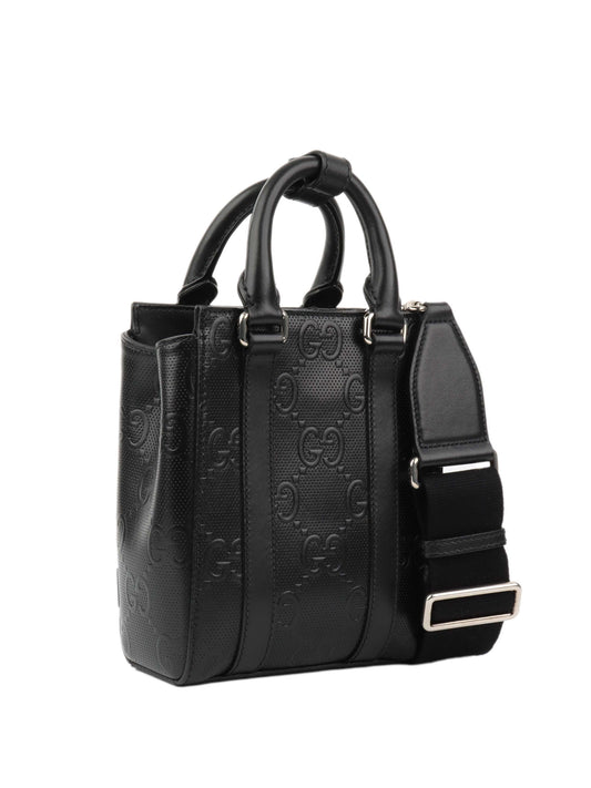 Gucci Black Monogram Satchel Bag.