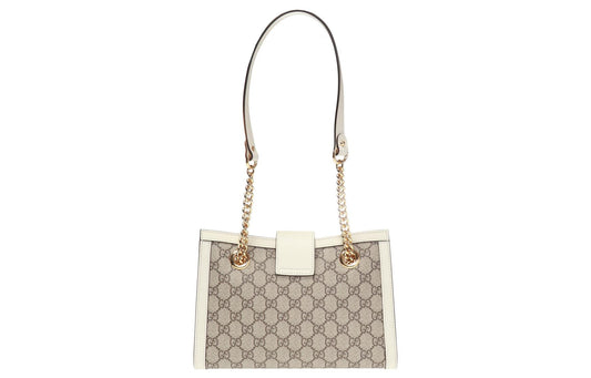 (WMNS) Gucci Padlock Metallic Logo Canvas Chain handBag Small / White 498156-KHNKG-9761
