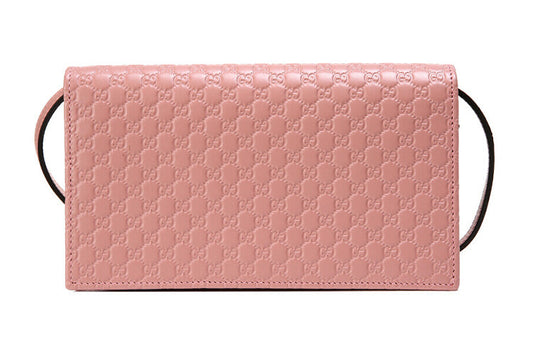 GUCCI Logo Embossing Leather Logo Leather Shoulder Messenger Bag Pink Candy 466507-BMJ1G-5806
