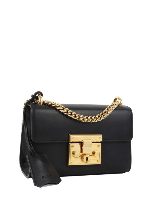 Gucci Black Padlock Chain Shoulder Bag.