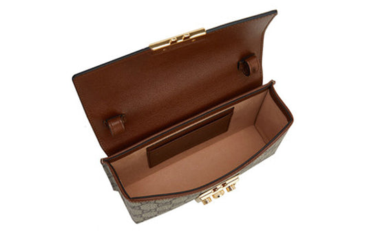 (WMNS) Gucci Padlock Metallic Logo Canvas Box Mini Ebony / Black HandBag 652683-96GAG-9785