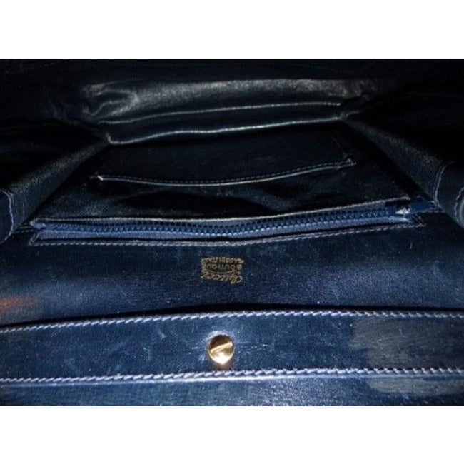 Gucci Vintage Pursesdesigner Purses Blue Suedeleather Trim With Wide Redblue Stripe Suedeleather Sho