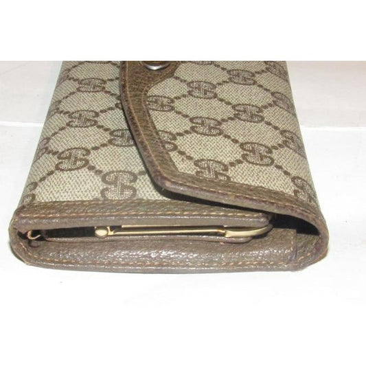Gucci Brown Guccissima Print Xl Early Tri Fold Continental Wallet