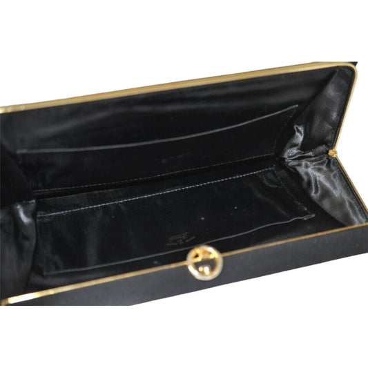1960's Gucci mod black silk interlocking GG clutch purse