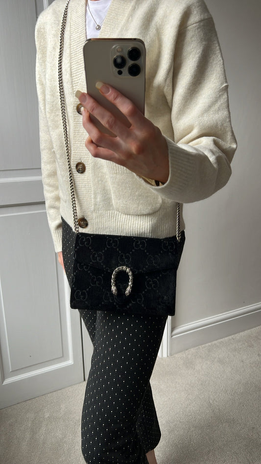 Gucci Black Velvet Dionysus Mini Chain Bag