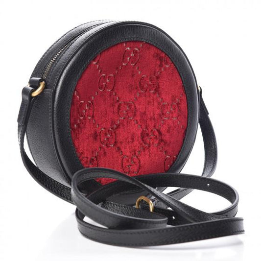 Gucci GG VeLouis Vuittonet Round Shoulder Bag Red