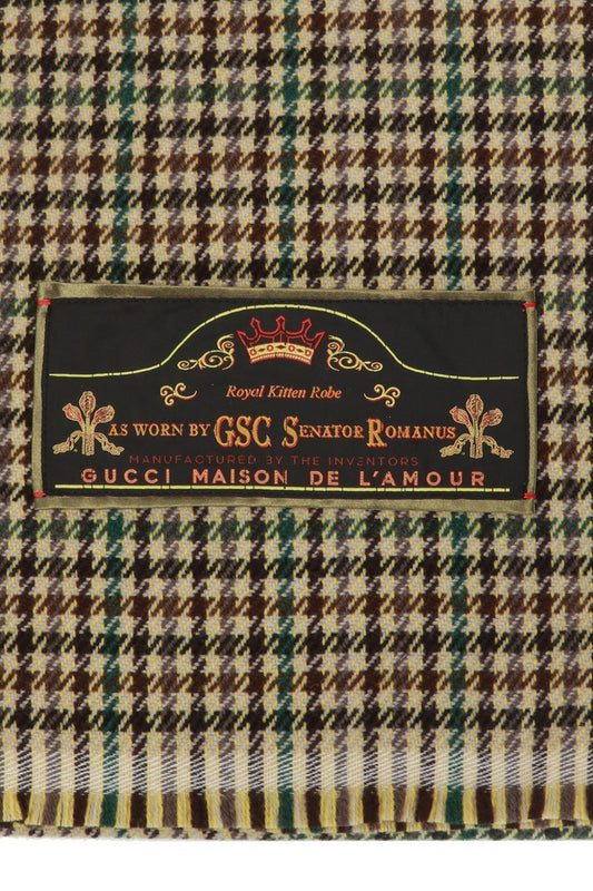 Gucci Houndstooth Kitten Robe Scarf in Brown