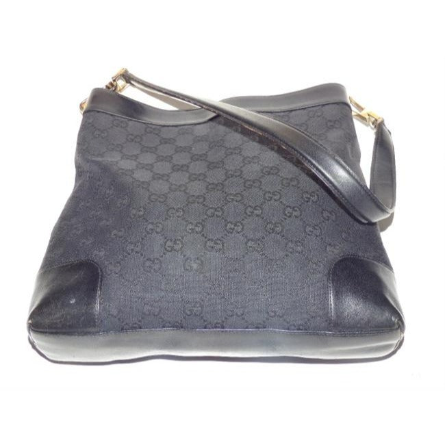 Gucci Gg Supreme Shoulder Guccissima Top Handle Black G Logo Print Leather Canvas Hobo