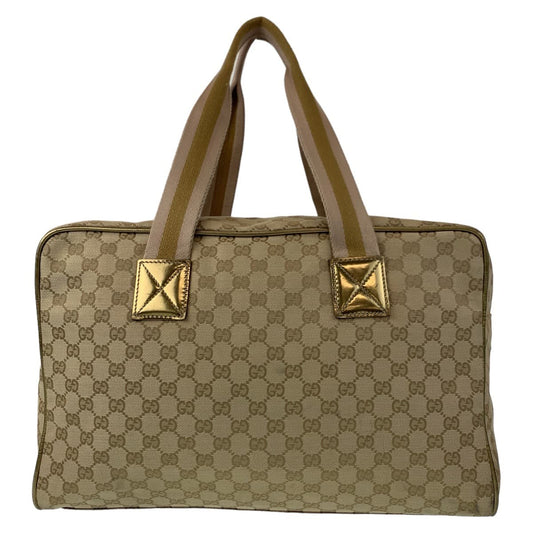 GUCCI Boston Duffel bag 153240 GG canvas Beige Gold Metal Boston Duffel bag Handbag Unisex GG pattern Women Used