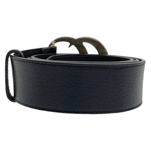 GUCCI belt 525040 leather Black SilverMetal Belt Buckle 33.1"/34" Unisex Marmont GG logo mens 34 Used