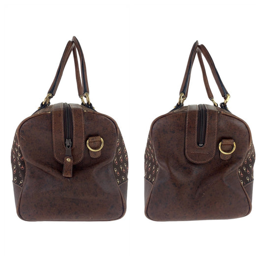 GUCCI Boston Duffel bag Nylon, Leather Brown Gold Metal Boston Duffel bag Crossbody Shoulder Bag 2way Old Gucci Horsebit Pattern Women Used