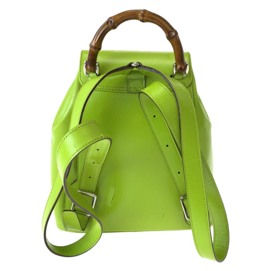 GUCCI Backpack 003 2034 0030 leather Light Green Brown SilverMetal Mini Backpack Backpack Bamboo Women Used