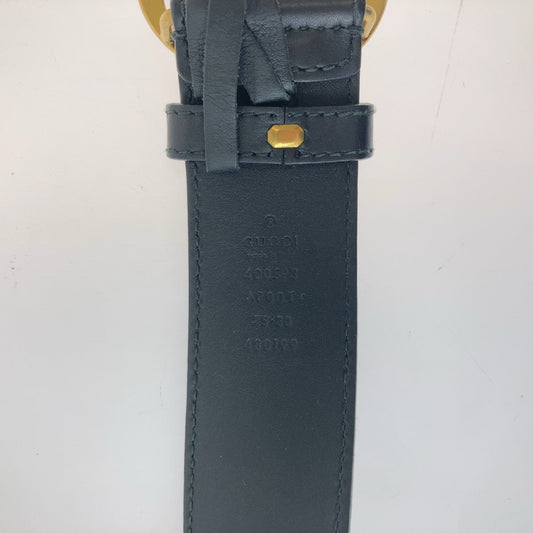 GUCCI belt 400593 leather Black Gold Metal GG Marmont mens 30 Used