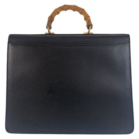 GUCCI Business bag 015.1046.3304 leather Black GoldMetal Business bag briefcase A4 compatible Bamboo Old Gucci mens Used