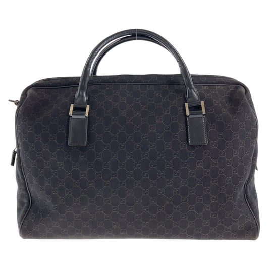 GUCCI Boston Duffel bag 196356 GG canvas, leather Dark Brown SilverMetal Boston Duffel bag unisex Women Used