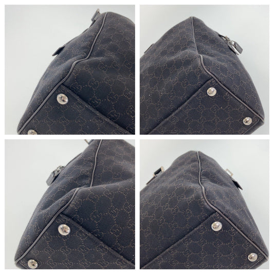 GUCCI Boston Duffel bag 196356 GG canvas, leather Dark Brown SilverMetal Boston Duffel bag unisex Women Used