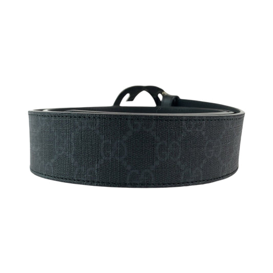 GUCCI belt 490199 GG Supreme Canvas Black SilverMetal Belt buckle Interlocking mens 42 Used
