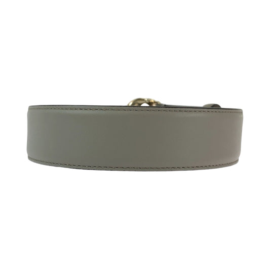 GUCCI belt 546386 leather Greige Gold Metal belt Interlocking mens 32 Used