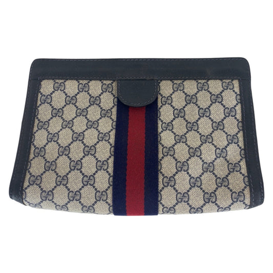 GUCCI Clutch bag 64 014 2125 28 GG canvas, leather Navy Clutch bag business bag unisex Old Gucci Shelly Line Women Used