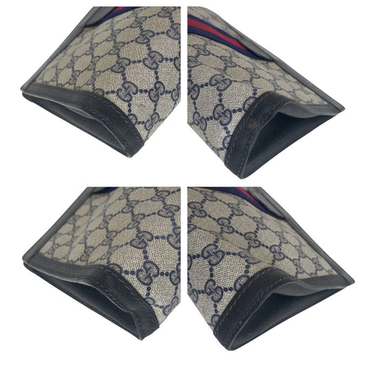 GUCCI Clutch bag 64 014 2125 28 GG canvas, leather Navy Clutch bag business bag unisex Old Gucci Shelly Line Women Used