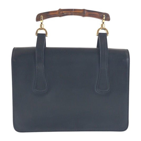 GUCCI Handbag 000 113 0231 leather Black GoldMetal Bamboo Women Used