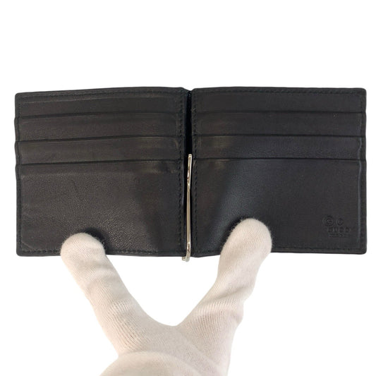 GUCCI Card Case 544478 leather black Card Case Money Clip Micro Guccisima mens Used