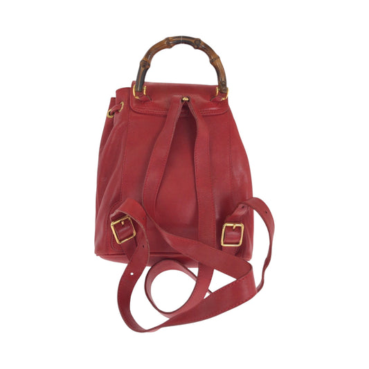 GUCCI Backpack 003 2058 0080 leather Red brown Backpack Backpack Bamboo Women Used