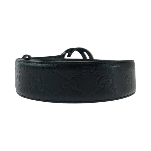 GUCCI belt 114984 leather black Belt buckle Gucci Shima interlocking mens 34 Used