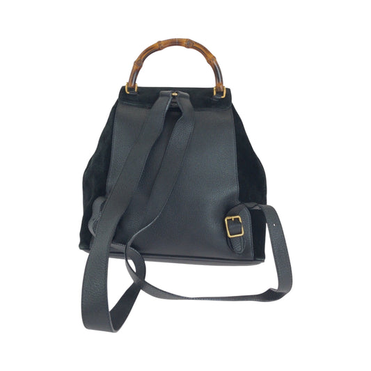 GUCCI Backpack 003 2058 Suede, Leather black Backpack Backpack Bamboo Women Used