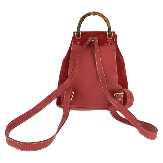 GUCCI Backpack 003 1956 0030 Suede, Leather Red Backpacks & Daypacks Backpacks Bamboo Women Used