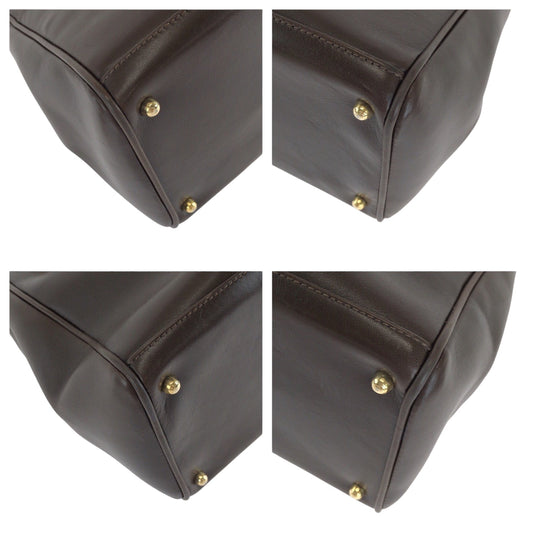 GUCCI Handbag 000 032 0015 leather Brown Gold Metal Shoulder Bag Handbag 2way Bamboo Women Used