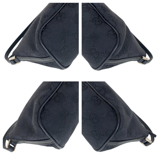 GUCCI Handbag 039 1103 GG canvas, leather Black SilverMetal Handbag accessory pouch Women Used