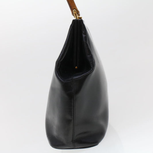 GUCCI Bamboo Gamaguchi Hand Bag Leather Black 000.781.0295  43320