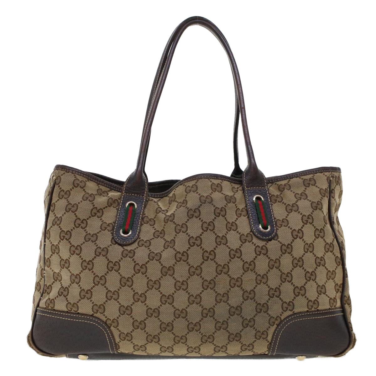 GUCCI GG Canvas Web Sherry Line Shoulder Bag Beige Red Green 163805  43883