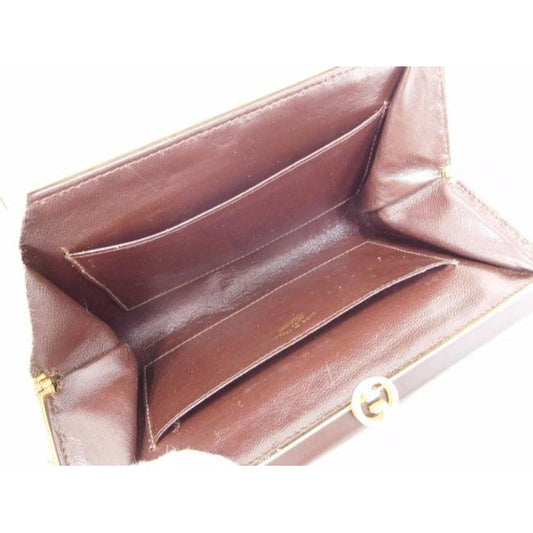 Gucci Chocolate Brown Leather  Interlocking G Clutch