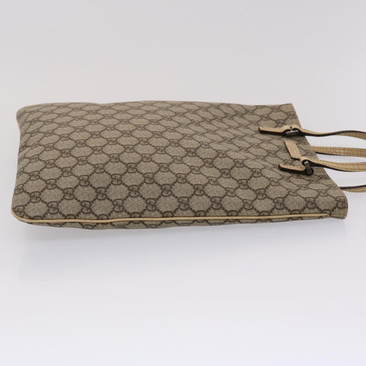 Gucci GG Canvas Hand Bag PVC Leather Beige 117551  45968