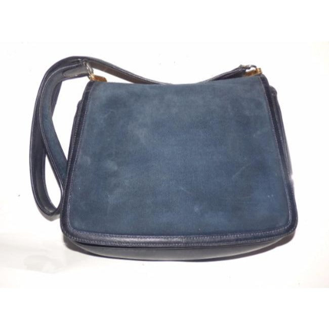 Gucci Vintage Pursesdesigner Purses Blue Suedeleather Trim With Wide Redblue Stripe Suedeleather Sho