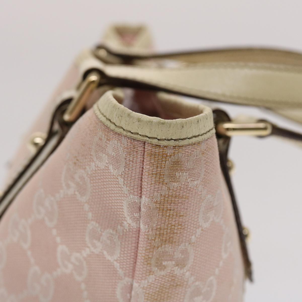 Gucci GG Canvas Sherry Line Hand Bag Pink White Green  49075