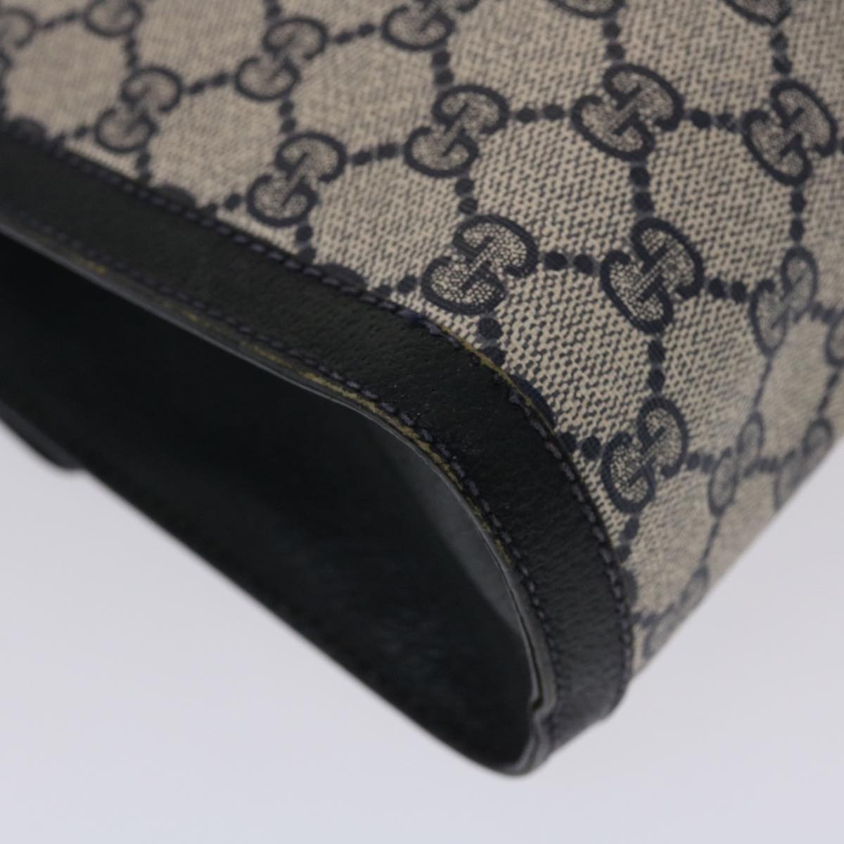 Gucci GG Canvas Sherry Line Clutch Bag PVC Leather Navy Red  49081