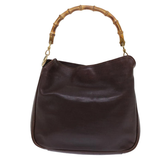 GUCCI Bamboo Hand Bag Leather 2way Brown  49284