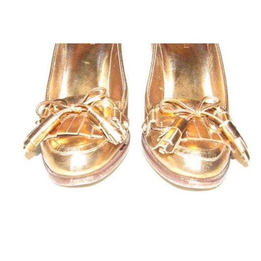 Gucci 'Marrakech' Gold Metallic Leather Equestrian