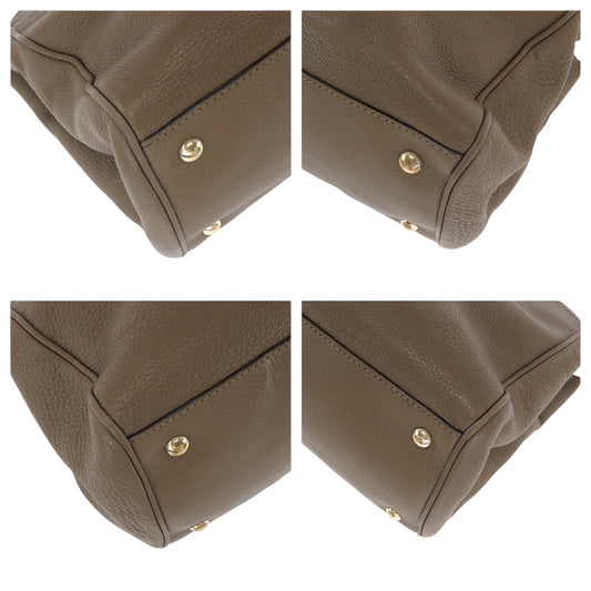 GUCCI Handbag 323660 leather Brown Gold Metal Handbag Tote Bag Bamboo Women Used
