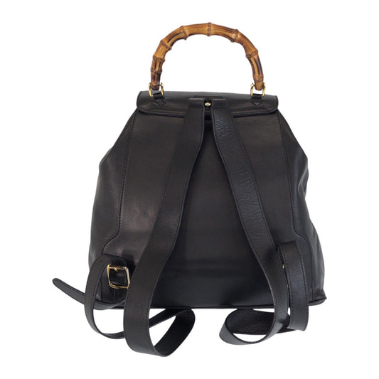 GUCCI Backpack 003 2058 0016 leather Black Gold Metal Backpack Backpack Bamboo Women Used