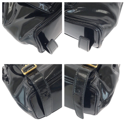 GUCCI Backpack 003 2850 0030 Patent leather Black GoldMetal Backpack Backpack Bamboo Women Used
