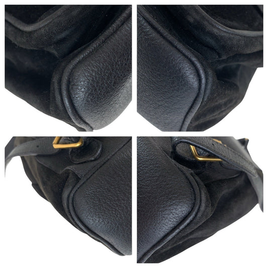 GUCCI Backpack 003 2058 0016 Suede, Leather Black Gold Metal Backpacks & Daypacks Backpacks Bamboo Women Used