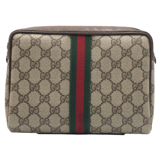 GUCCI Clutch bag 98 16 014 GG Supreme Canvas Brown Sherry line
