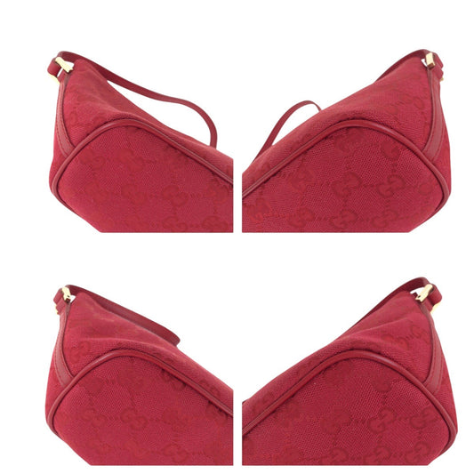GUCCI Handbag 039 1103 GG canvas, leather Red Gold Metal Handbag accessory pouch Women Used